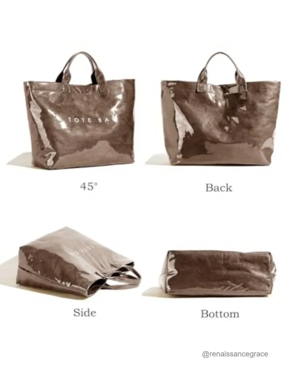 PVC Kraft Paper Tote Bag for Women, Large Work Handbag with Top Handle,